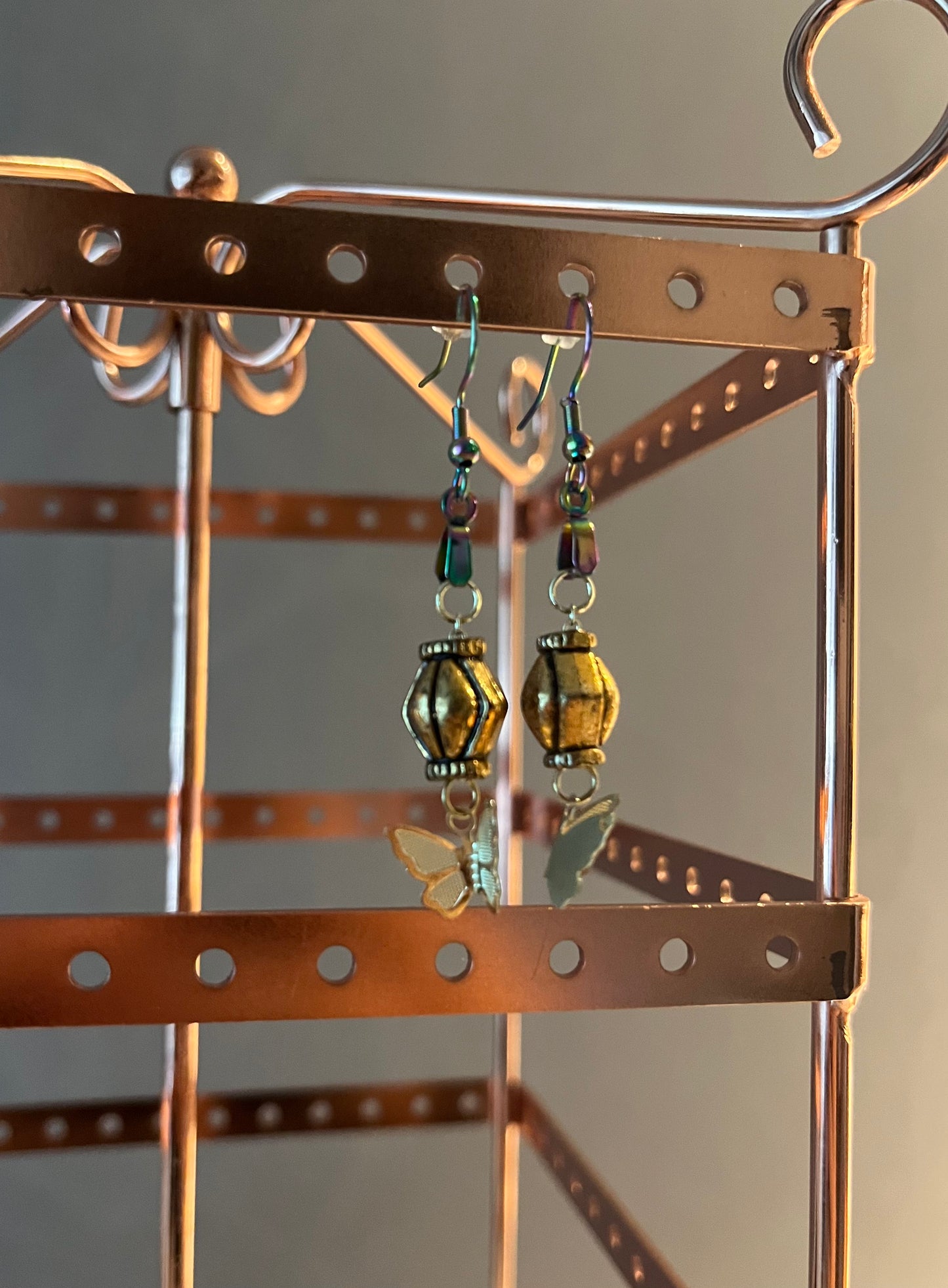Golden Butterfly Dangle Earrings