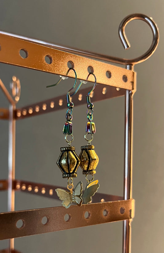 Golden Butterfly Dangle Earrings