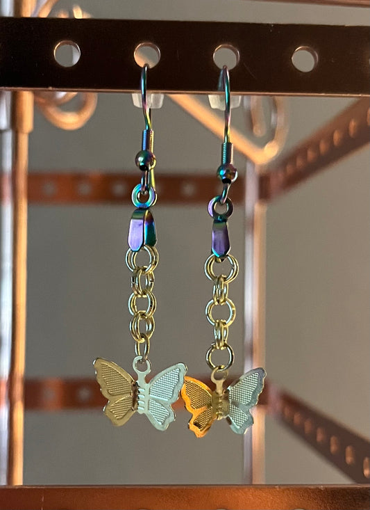 Simple Gold Butterfly Earrings